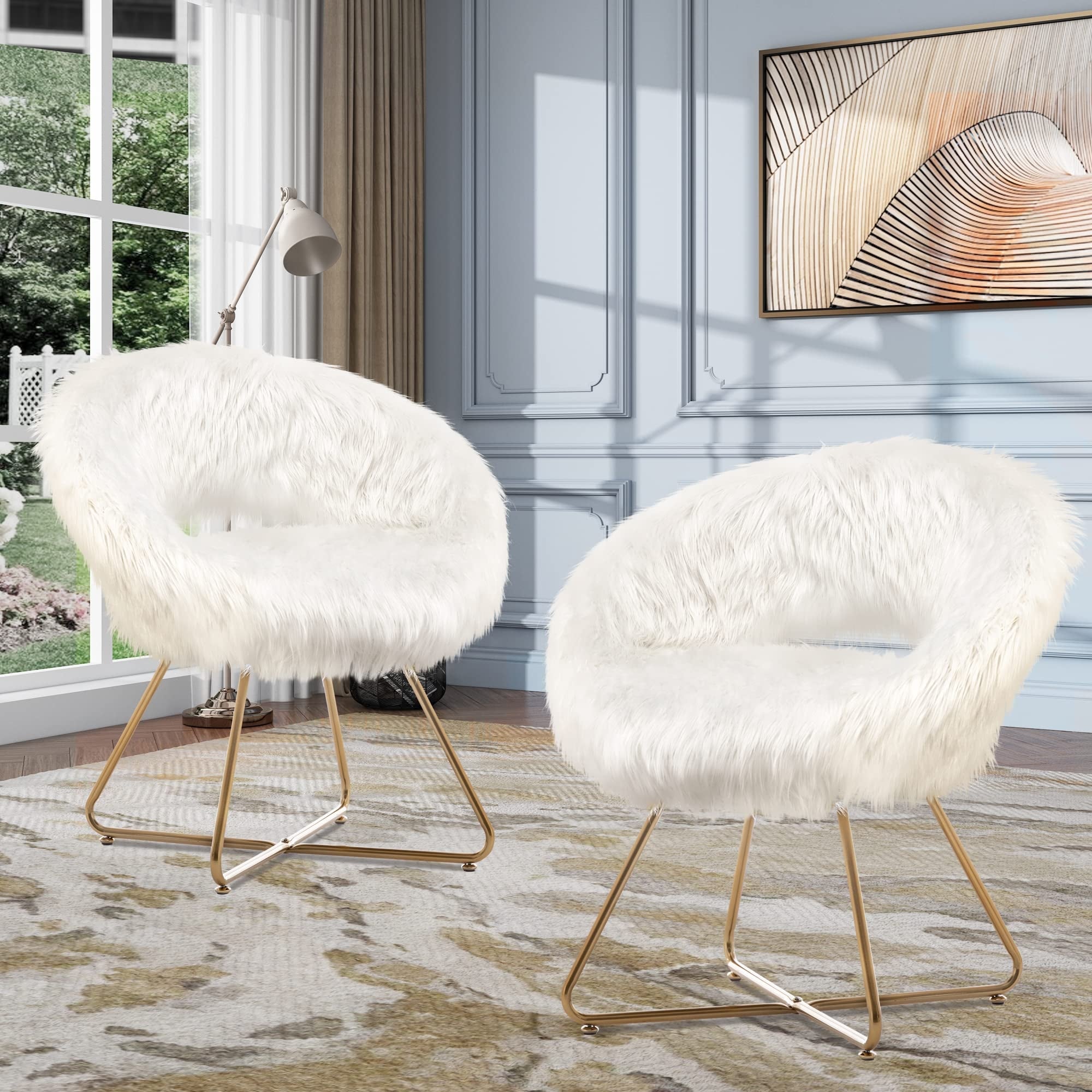 White fuzzy accent hotsell chair