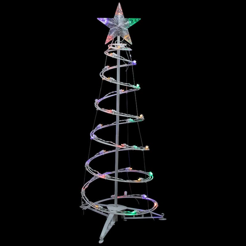 3ft LED Spiral Cone Tree Outdoor Christmas Decoration, Multi Lights - White