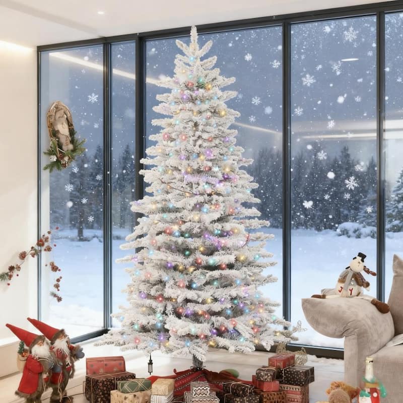 Snow Flocked Artificial Christmas Tree - Festive Snowy Finish - Green