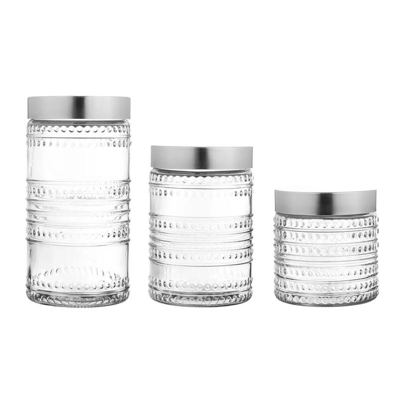 Fleur de Round 3pc Canister Set - 59oz, 44oz, 30oz 8.66" 6.61"