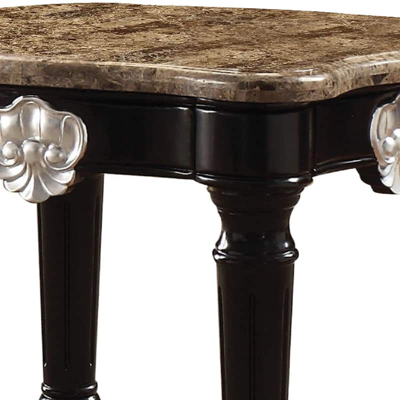 27 in. Brown Rectangle Faux Marble End Table, Sturdy Build End Side Table for Living Rooms