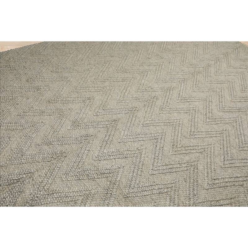9x12 Tibetano Hand Knotted Flatweave Wool Tone on Tone Silver Contemporary Rug - 9' x 12'