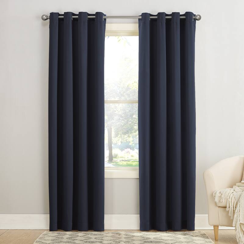 Porch & Den Nantahala Room Darkening Grommet Curtain Panel, Single Panel - 54 x 54 - Navy