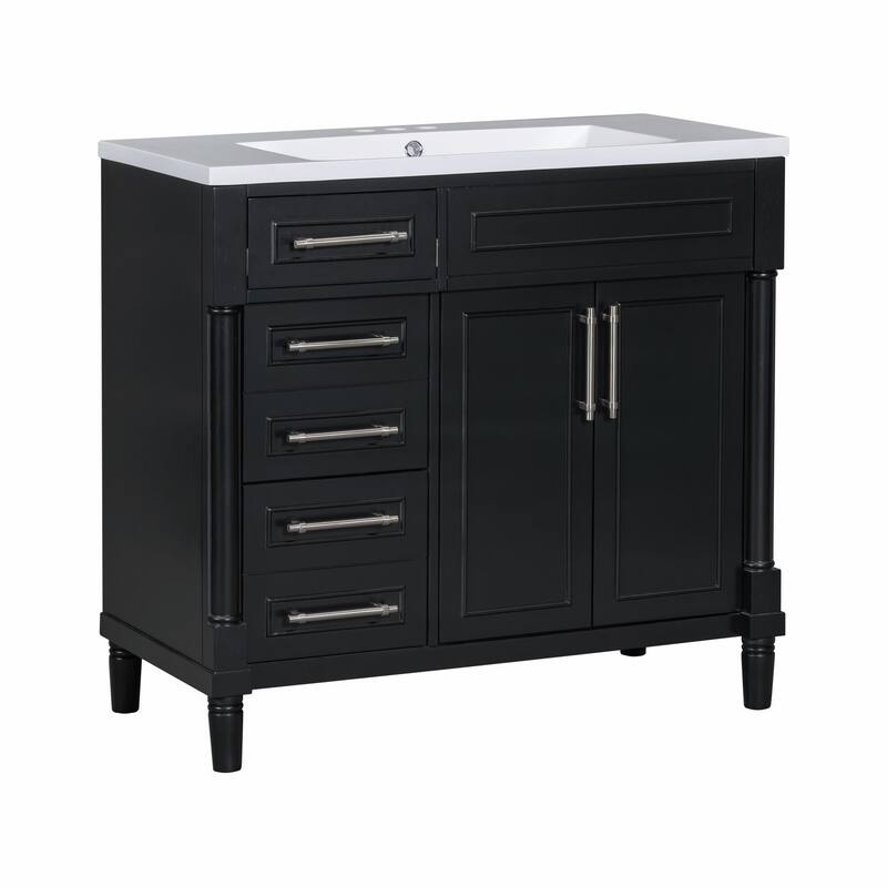 36" Freestanding Bathroom Vanity with Resin Sink and 3 Drawers