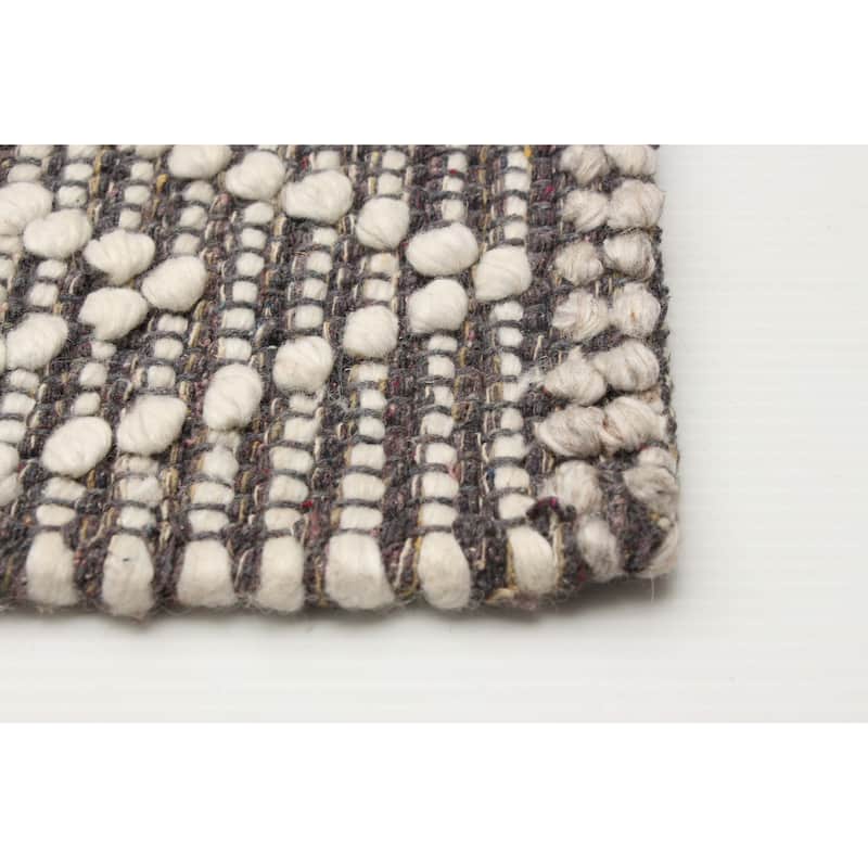 ECARPETGALLERY Braid weave Sienna Grey Wool Rug - 5'1 x 8'3