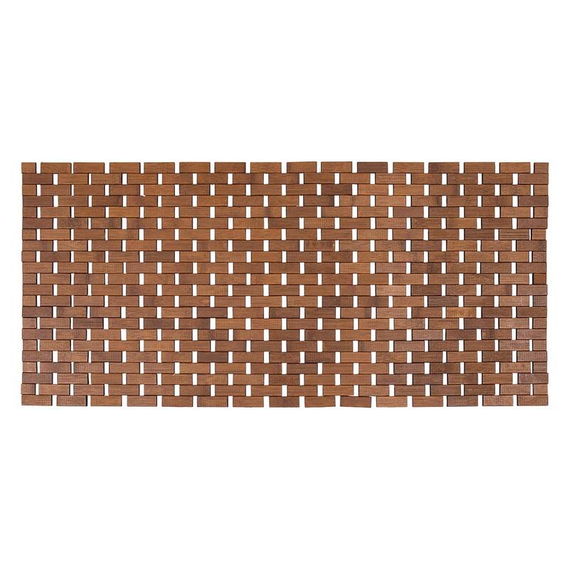 Natural Bamboo Bathroom Mat - Non Slip Bath Mat -Foldable Duckboard