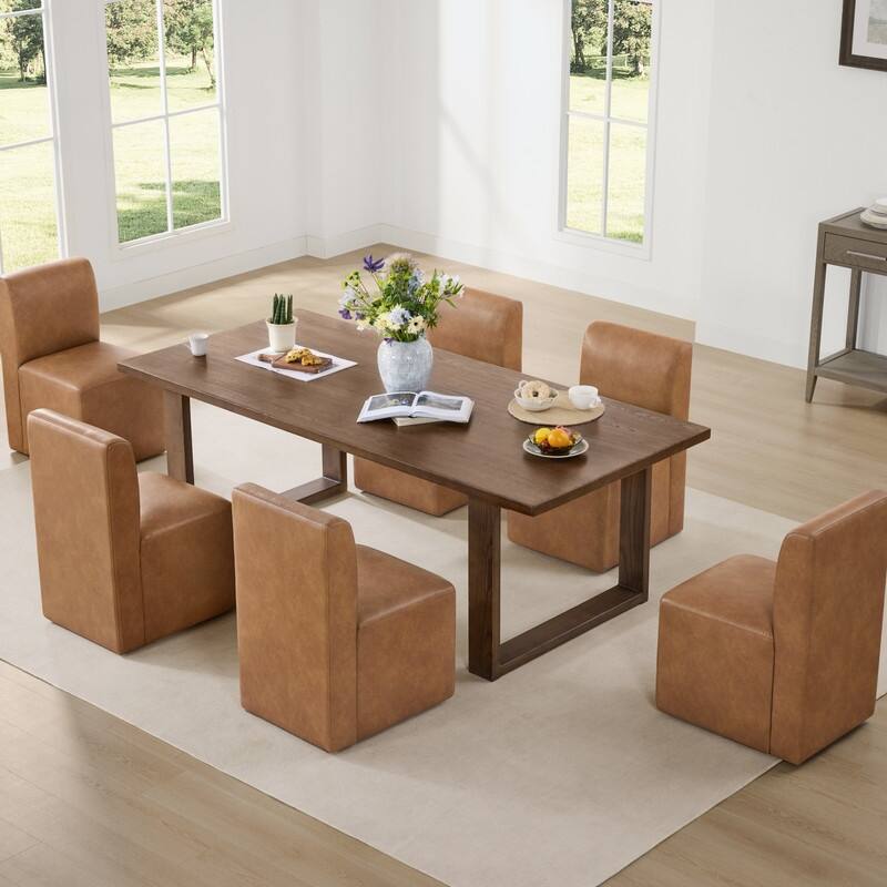 Spruce & Spring Charlotte Upholstered Dining Chairs with Casters Set of 2