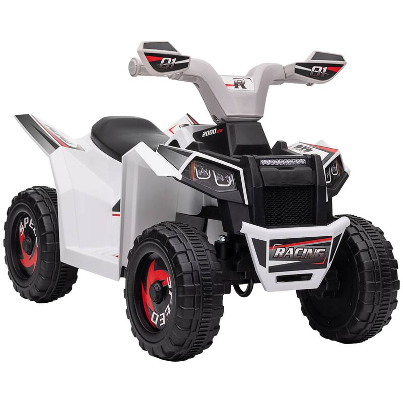 Modern Kids 6V ATV Quad Car with Forward and Backward Function, Wear-Resistant Wheels, for Toddlers Aged 18-36 Months - White