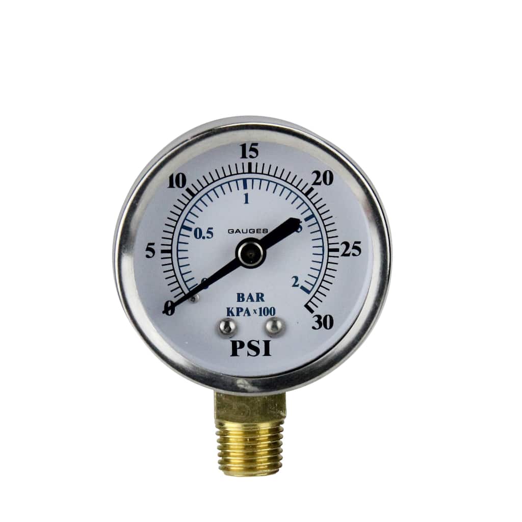 2.75 (50mm) Silver and White Side Mount Stainless Steal Pressure Gauge