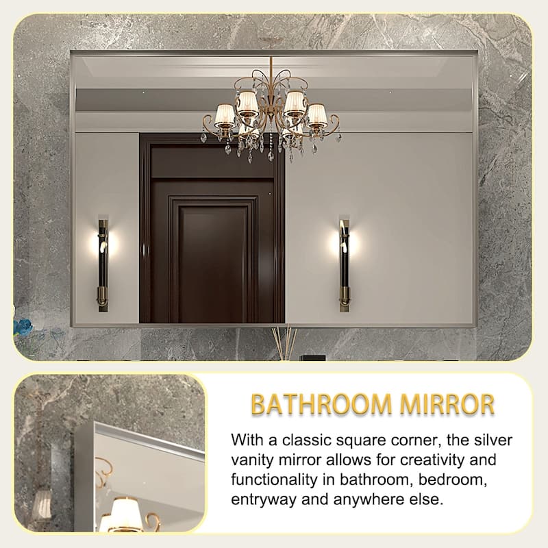 40x30inch Wall-mounted Beveled Mirror,Square Angle Metal Frame Wall Mounted Mirrors For Wall(Horizontal & Vertical)