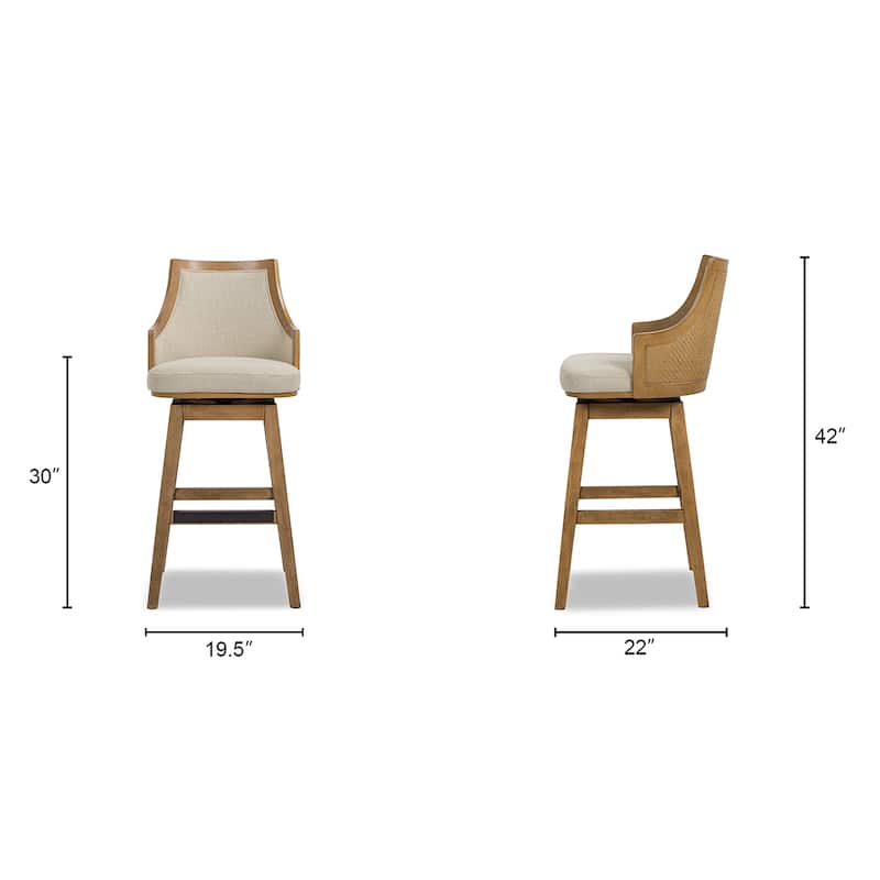 Bahama 26" Cane Rattan High-Back Swivel Counter Height Bar Stool