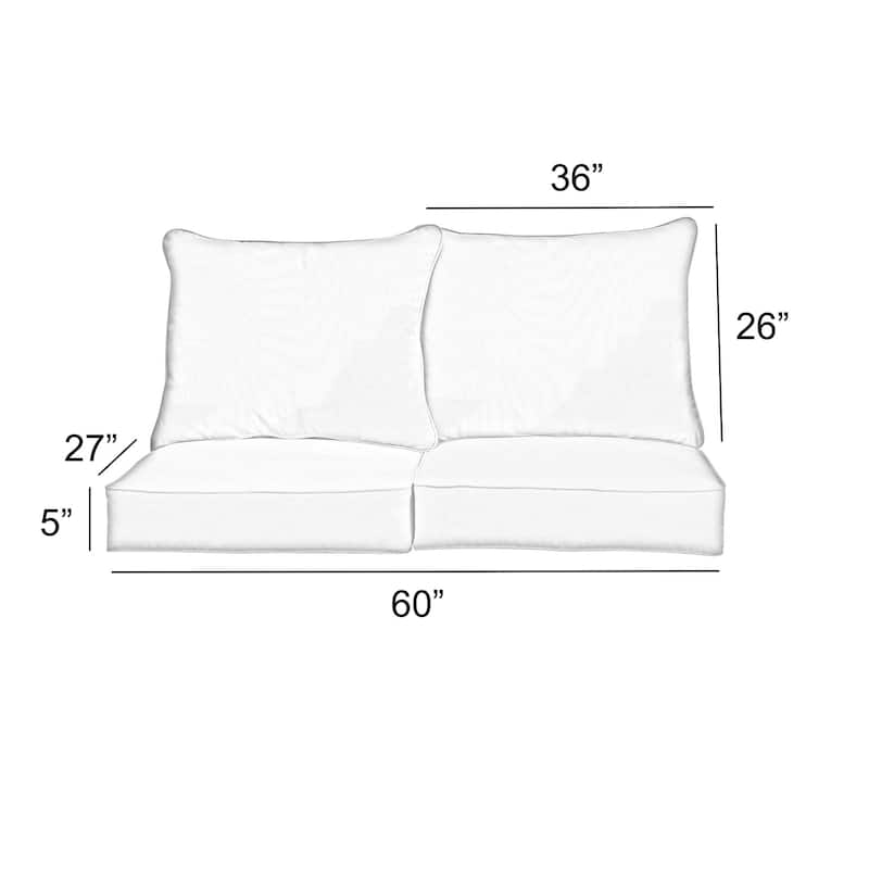 Sorra Home Sunbrella Textured Indigo Indoor/Outdoor Loveseat Pillow and Cushion Set