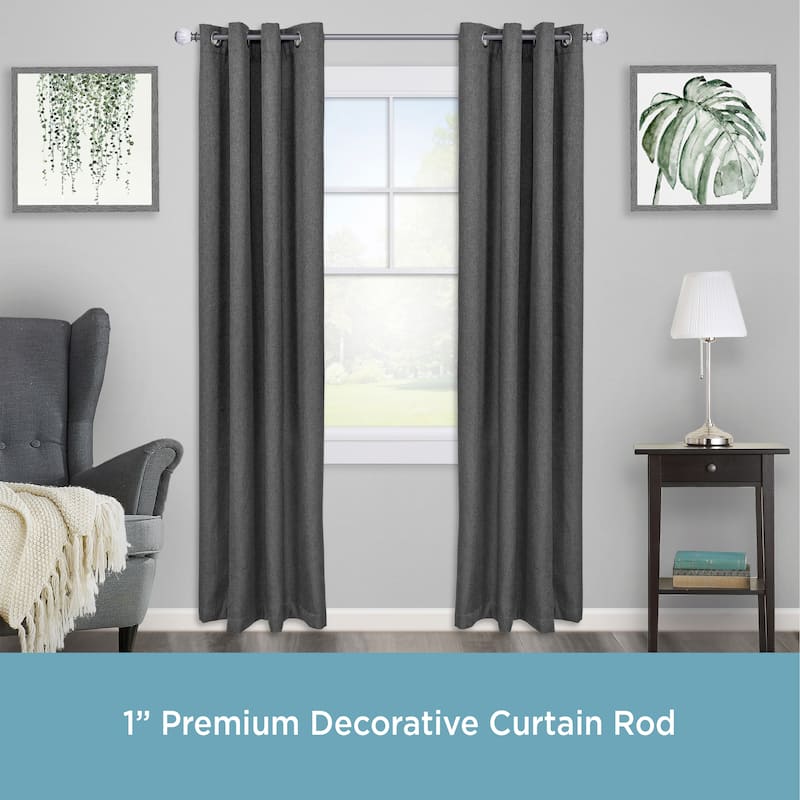 Kenney® Khaleesi 1" Premium Decorative Window Curtain Rod, 120-170", Pewter