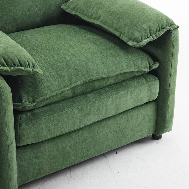 Oversized Chenille Bean Bag Chair, High Back Reading Armchair, Comfy Fluffy Sofa Chair with Cushions & Wide Seat