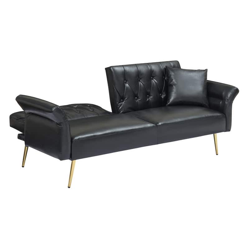 61.4" Faux Leather Split Upholstered Sofa Bed