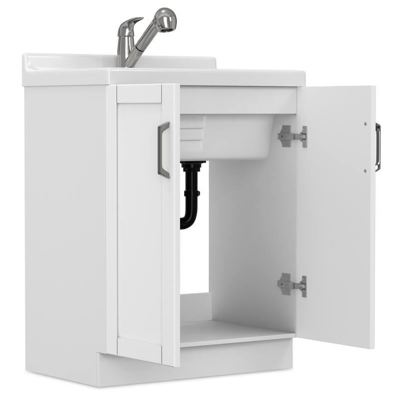 WYNDENHALL Lindor Transitional Laundry Cabinet with Faucet and Sink