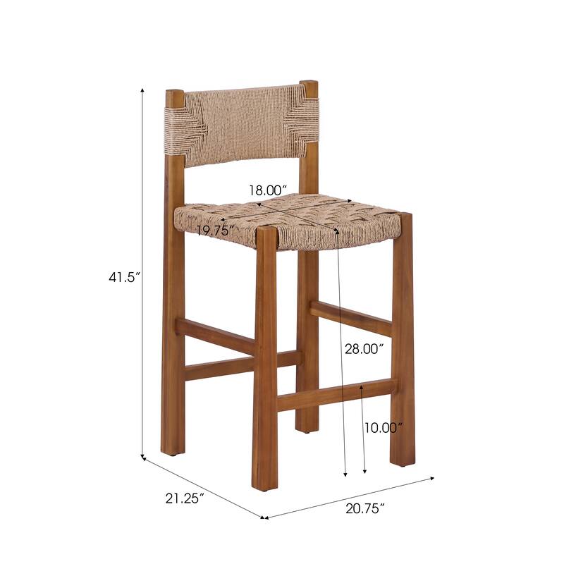 Christopher Knight Home - Modern Acacia Wood Outdoor Bar Stools with Teak Finish and Wicker Back Patio Chairs