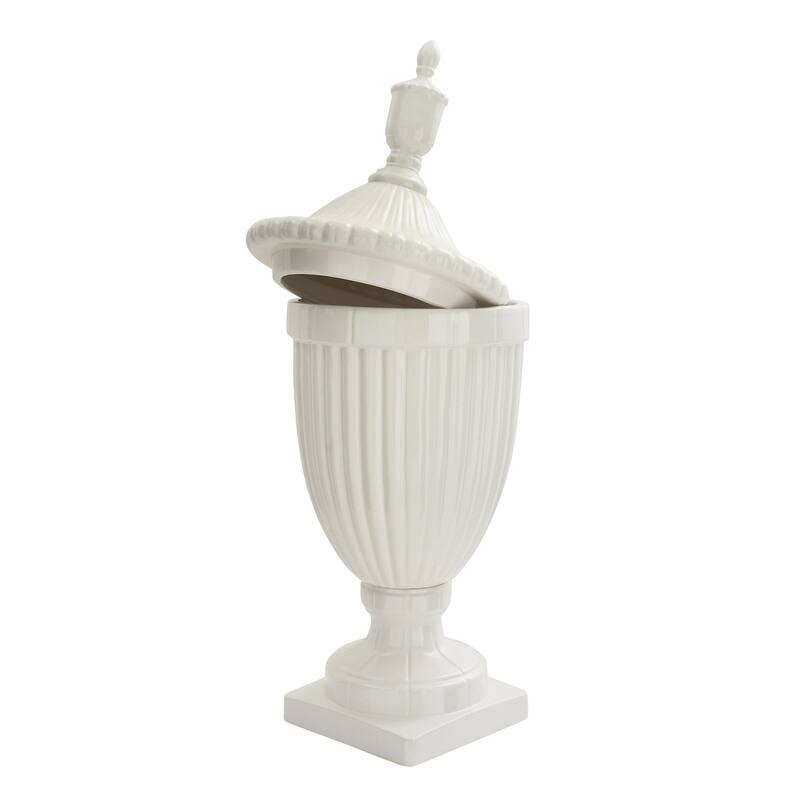 Ceramic Living Room Decorative Jars with Grooves and Lid - Gold, Silver, Black, White - Roche River Decor