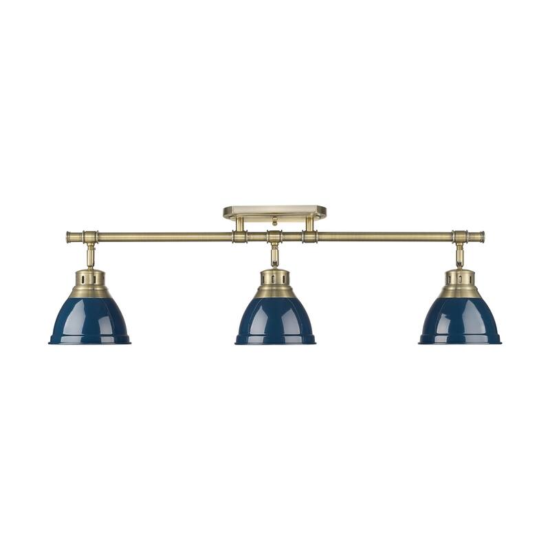 Yep by Golden Lighting Duncan 3-light Semi-Flush Mount in Aged Brass and Navy Blue shade - Aged Brass - 3-Light Semi-flush
