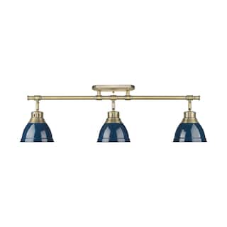 Yep by Golden Lighting Duncan 3-light Semi-Flush Mount in Aged Brass and Navy Blue shade - Aged Brass - 3-Light Semi-flush