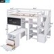 preview thumbnail 4 of 4, White Twin Pine Loft Bed with Pullable Desk, Shelves, Storage Staircase, Blackboard