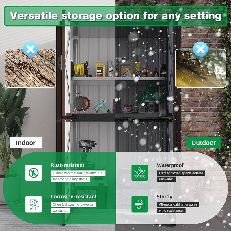 AECOJOY Outdoor Storage Cabinet Water-proof Shed for Patio