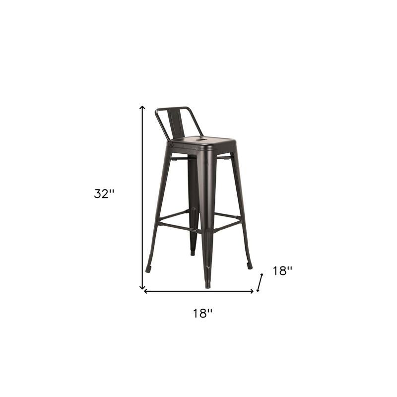 HomeRoots Set of Four 26" Black Steel and Metal Low Back Counter Height Bar Chairs