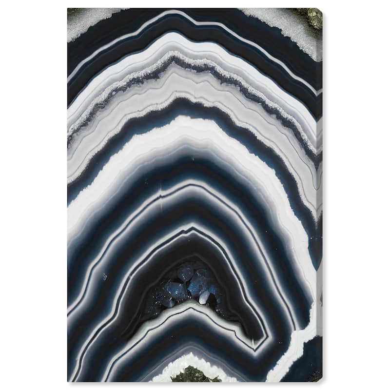 Wynwood Studio Canvas Abstract Marbled Geode Glassed Black and Light Gray Modern & Contemporary Wall Art Canvas Print