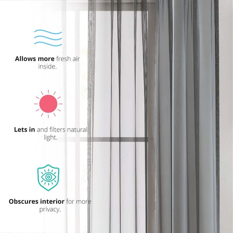 HLC.me Geneva Sheer Voile Window Treatment Rod Pocket Curtain Panels Bedroom and Living Room (Set of 4)