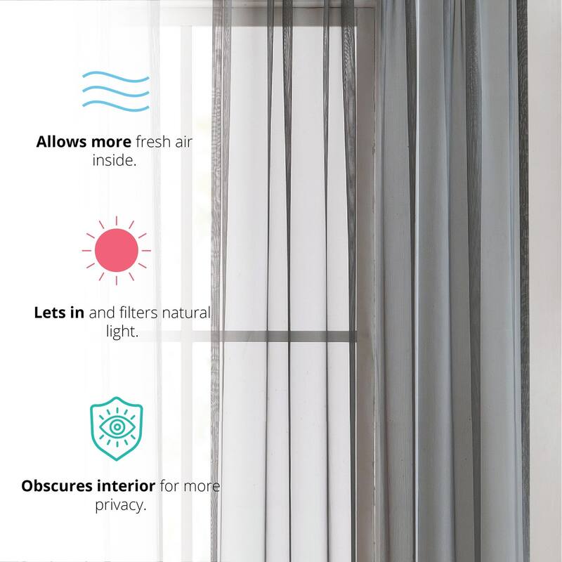 HLC.me Sheer Voile Window Treatment Rod Pocket Curtain Panels for Bedroom, Living Room, Kitchen - Set of 2 panels