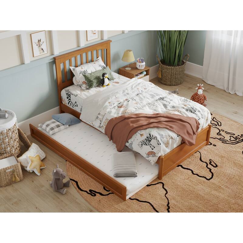 Everett Platform Bed with Panel Footboard and Twin Trundle