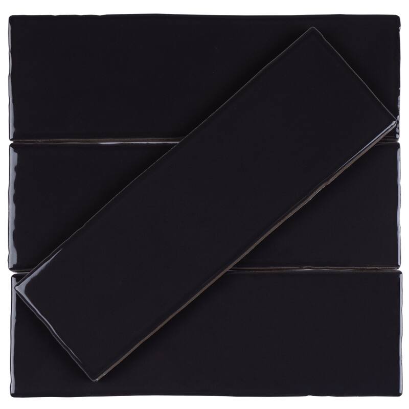 TileGen. Borgo 2.6" x 7.9" Porcelain in Noir Black Wall & Floor Tile (56 tiles/7.76 sqft.)
