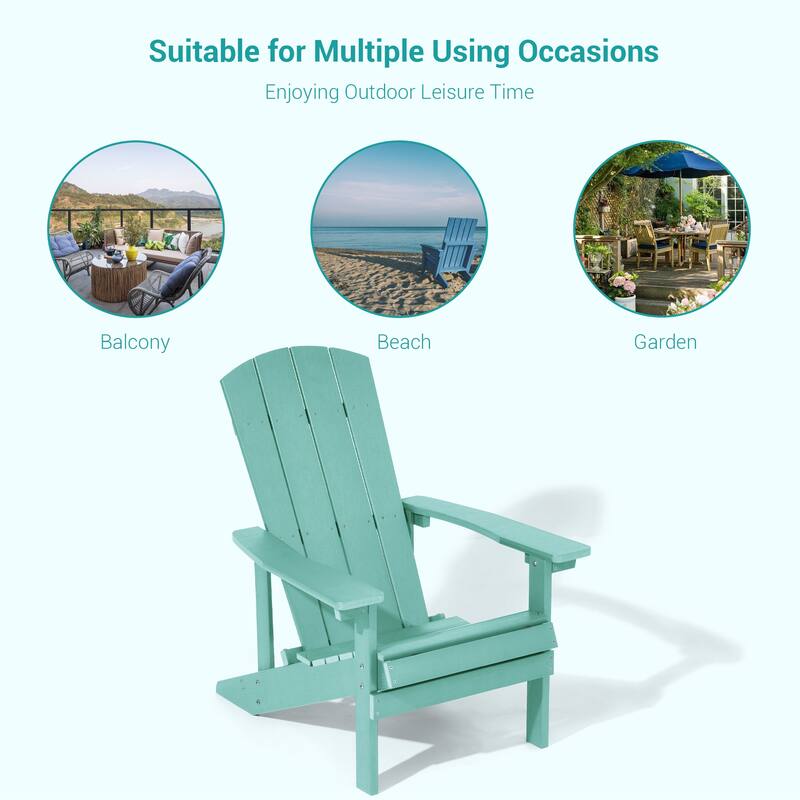 Bonosuki Patio Faux Wood Adirondack Chair Weather Resistant-Set of 2