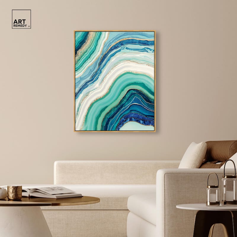 Blue Green Abstract Agate I Canvas by Art Remedy