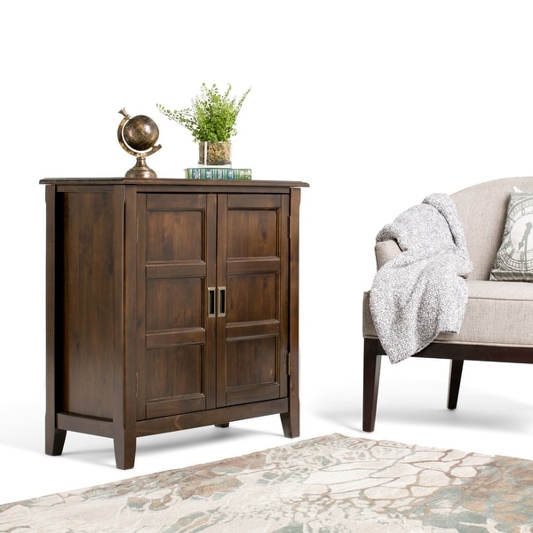 WYNDENHALL Portland SOLID WOOD 30 inch Wide Transitional Low Storage Cabinet - 30"w x 14"d x 31"h
