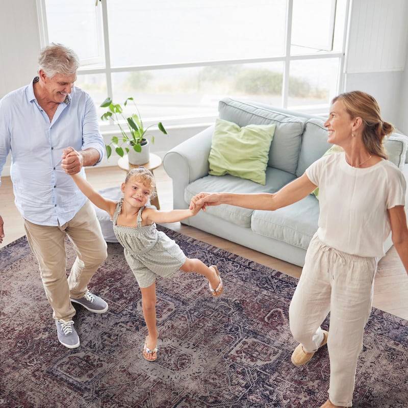 MAVAL Burgundy Washable Rug 2'6'' x 10' Non-Shedding Runner Rug - 120" D x 30" W x 0.14" H