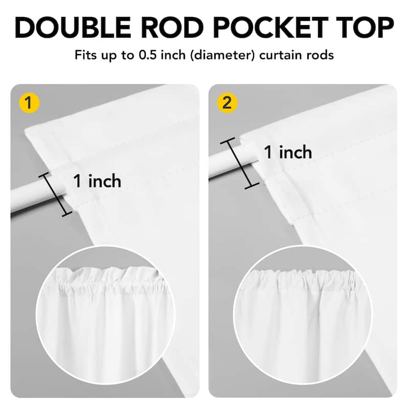 Deconovo White Blackout Door Curtain with Tieback for French Doors
