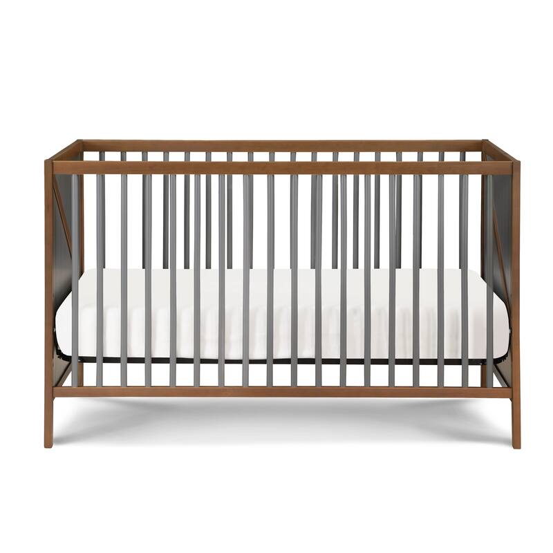 Pixie Zen 3-in-1 Crib in Walnut/Charcoal - Walnut Brown