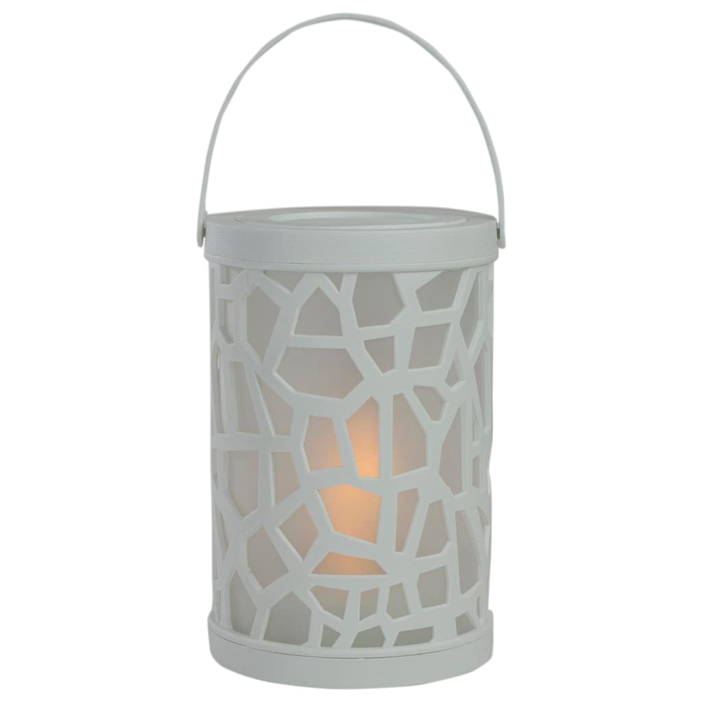 LED Lighted Faux Flame Mosaic Lantern with Handle - 6.5" - White