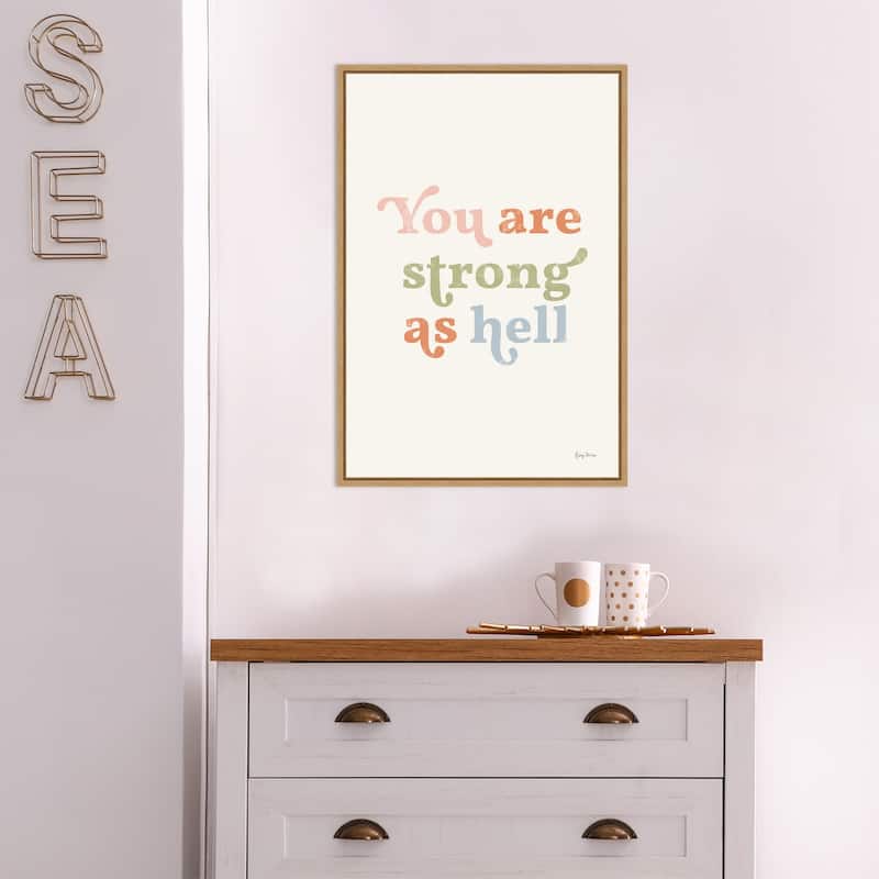 You Are Strong Pastel by Becky Thorns (16 x 23 in.), Framed Canvas Wall Art Print - Sylvie Maple