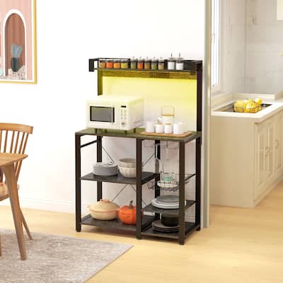 Industrial Baker's Rack with Power Outlet and LED Lights, Storage