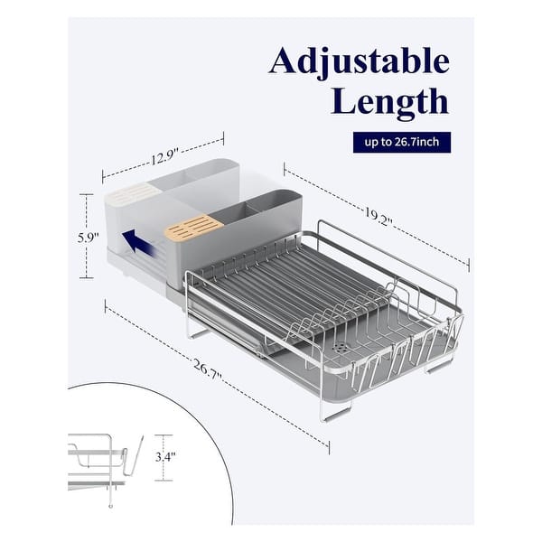 dimension image slide 0 of 3, Large Dish Drying Rack - Extendable Dish Rack