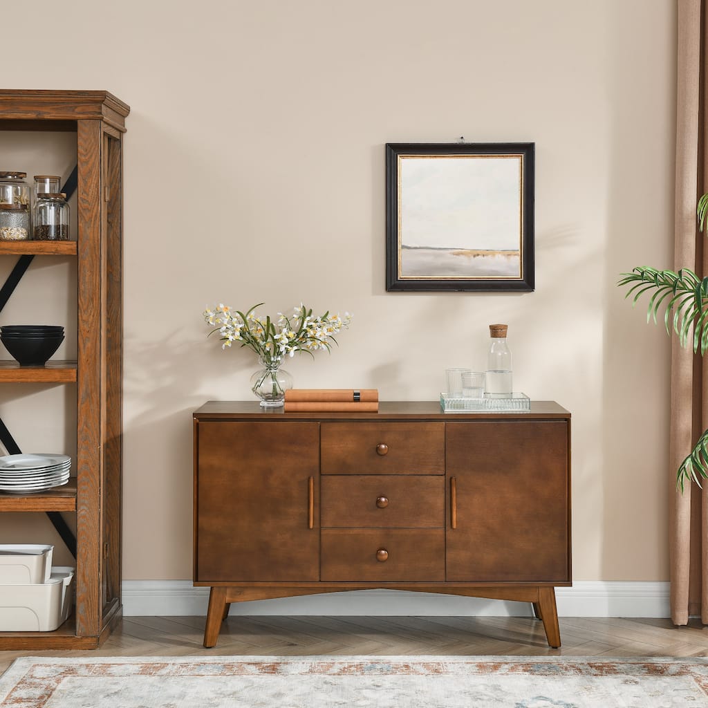 47.3" Mid-Century Sideboard Buffet Cabinet with with 2 Doors and 3 Drawers