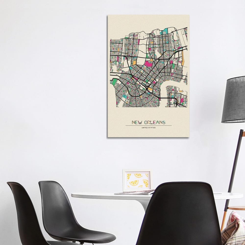 iCanvas "New Orleans, Louisiana Map" by Ayse Deniz Akerman Canvas Print