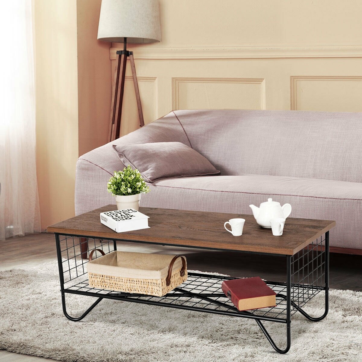 Shop Gymax Coffee Accent Cocktail Sofa Side Table Solid Metal