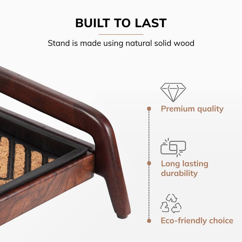 Jani Single-Tier Brown Stand 2-Pair Rubber Boot Tray