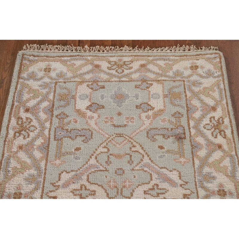 Oushak Indian Runner Rug Hand-Knotted Wool Carpet - 2'7"x 9'11"