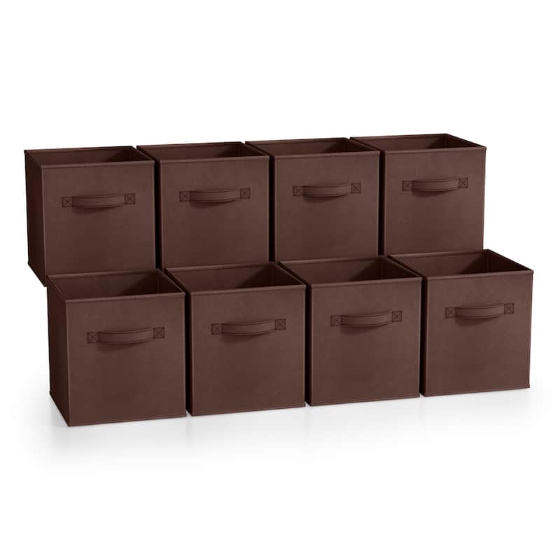 Sorbus Fabric Storage Bins 11" Foldable Cubes With Handles For Pantry, Cubbies, Toy And Closet Shelving Organization - 8Pk - Chocolate