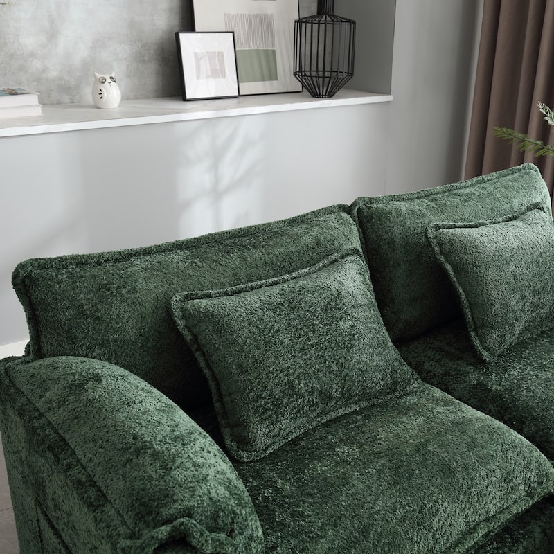 L-shape Sectional with Chaise, Loveseat Recliner Sofa with Side Pocket