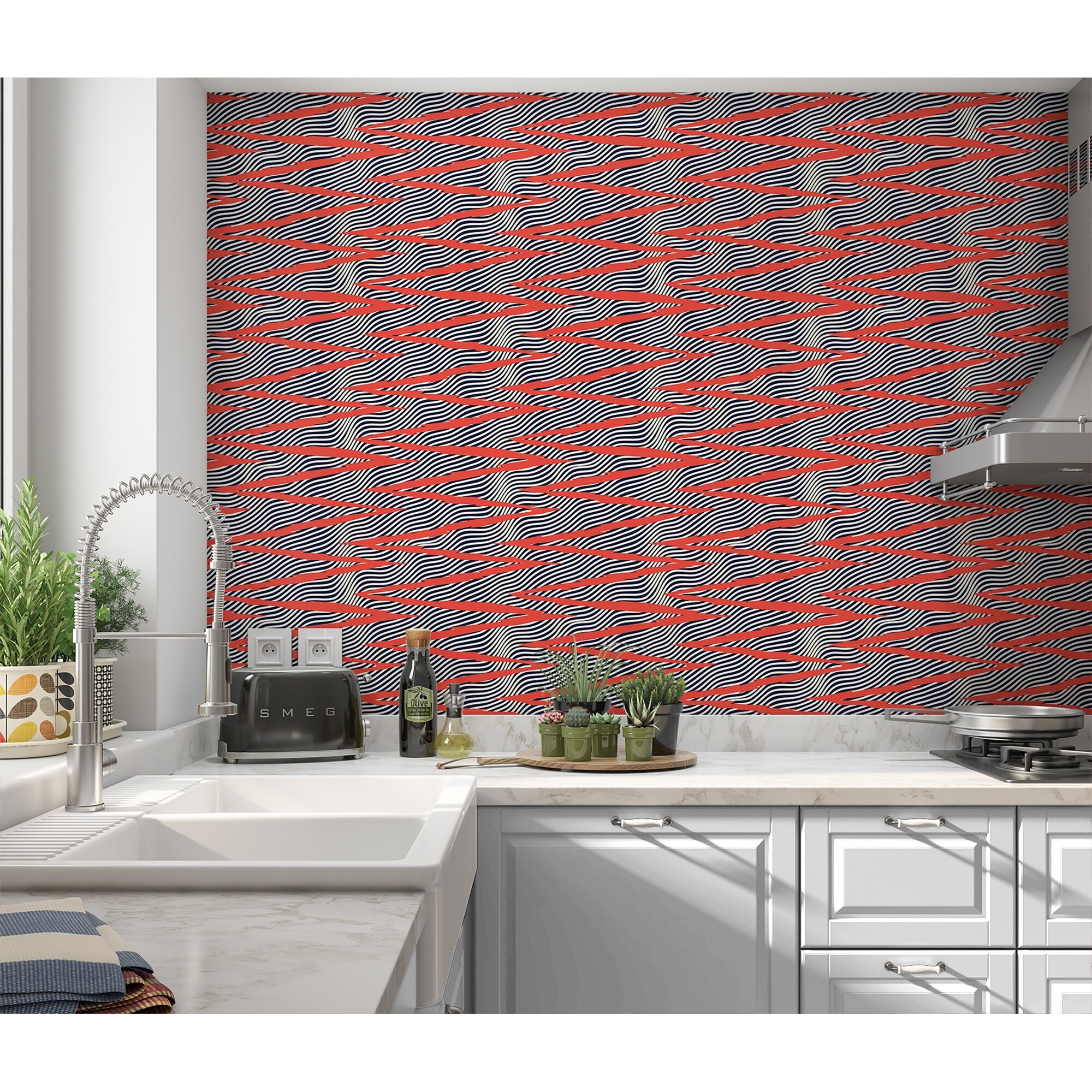 Shop Wave Ride Red Peel And Stick Wallpaper By Kavka Designs 2